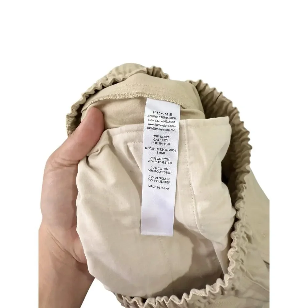 Frame Jeans Men's Wide-Leg Drawstring Cargo Pants Khaki Tan Men’s Small